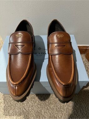 Prada Brown Leather Loafers